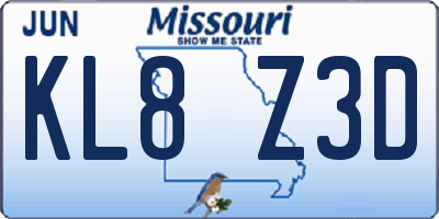 MO license plate KL8Z3D