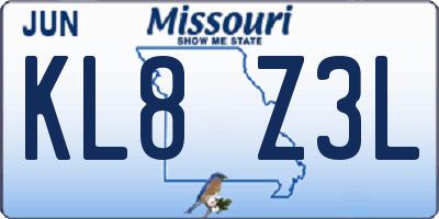 MO license plate KL8Z3L