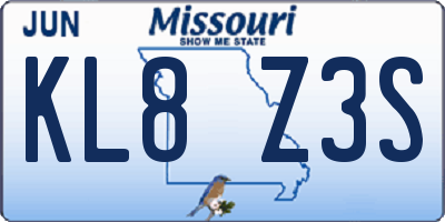 MO license plate KL8Z3S