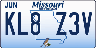 MO license plate KL8Z3V