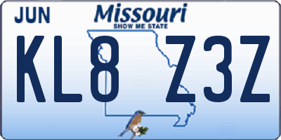 MO license plate KL8Z3Z
