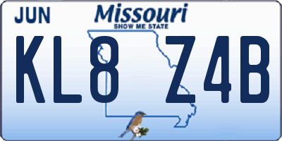 MO license plate KL8Z4B