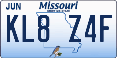 MO license plate KL8Z4F