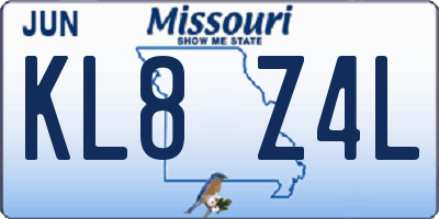MO license plate KL8Z4L