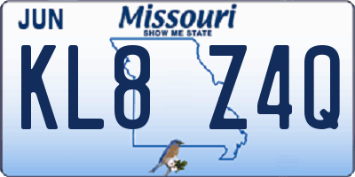 MO license plate KL8Z4Q