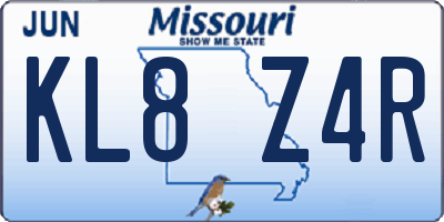 MO license plate KL8Z4R