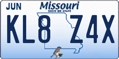 MO license plate KL8Z4X