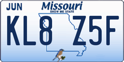 MO license plate KL8Z5F