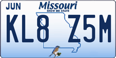 MO license plate KL8Z5M