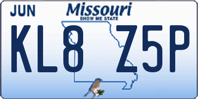 MO license plate KL8Z5P