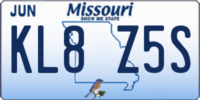MO license plate KL8Z5S