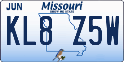 MO license plate KL8Z5W