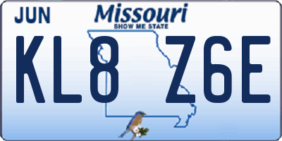 MO license plate KL8Z6E