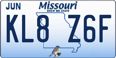 MO license plate KL8Z6F
