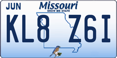 MO license plate KL8Z6I