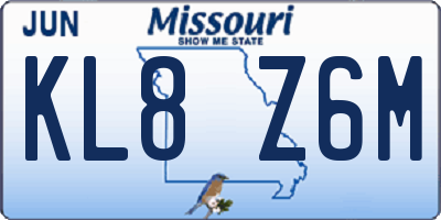 MO license plate KL8Z6M