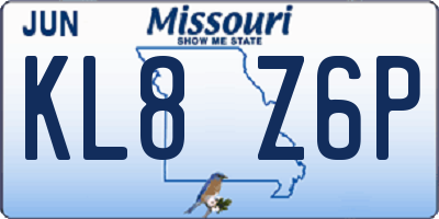 MO license plate KL8Z6P