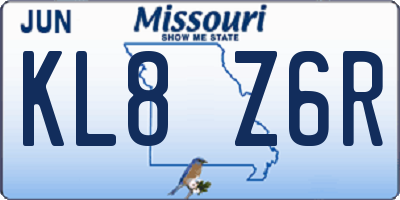 MO license plate KL8Z6R