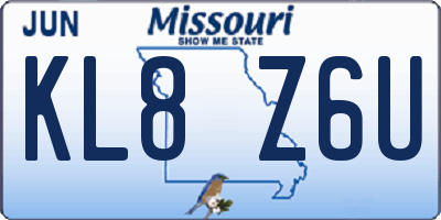 MO license plate KL8Z6U