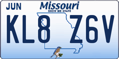 MO license plate KL8Z6V