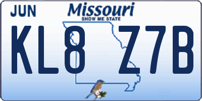 MO license plate KL8Z7B