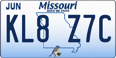 MO license plate KL8Z7C