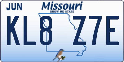 MO license plate KL8Z7E