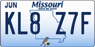 MO license plate KL8Z7F