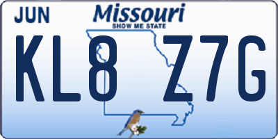 MO license plate KL8Z7G