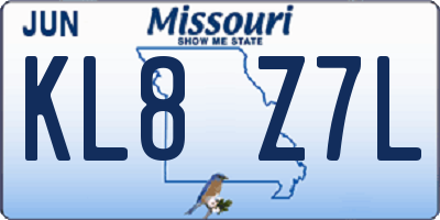 MO license plate KL8Z7L
