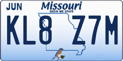 MO license plate KL8Z7M