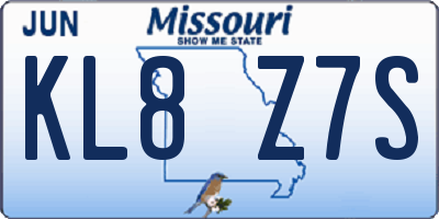 MO license plate KL8Z7S
