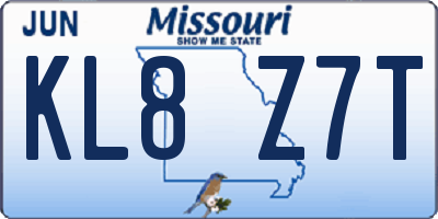 MO license plate KL8Z7T