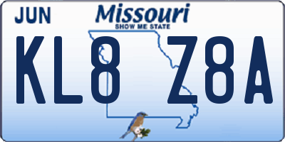 MO license plate KL8Z8A