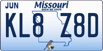 MO license plate KL8Z8D