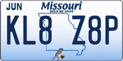 MO license plate KL8Z8P