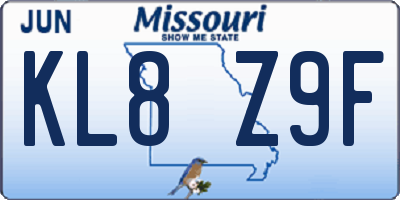 MO license plate KL8Z9F