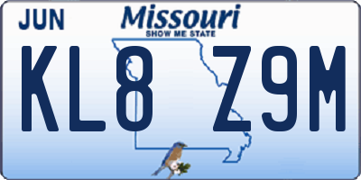 MO license plate KL8Z9M