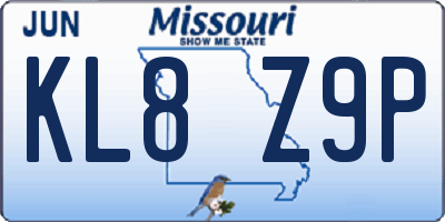 MO license plate KL8Z9P