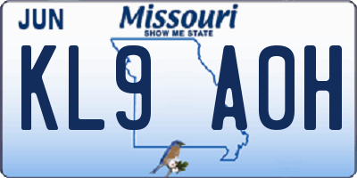 MO license plate KL9A0H