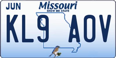 MO license plate KL9A0V