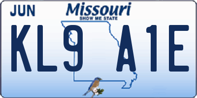 MO license plate KL9A1E