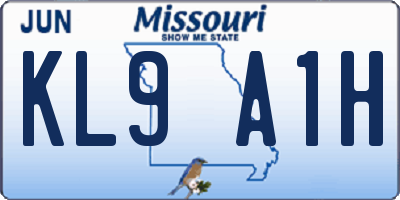 MO license plate KL9A1H
