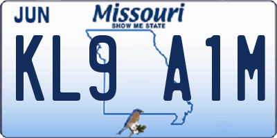 MO license plate KL9A1M