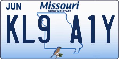 MO license plate KL9A1Y