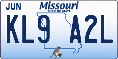 MO license plate KL9A2L