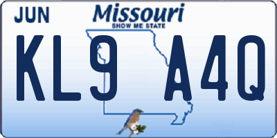 MO license plate KL9A4Q