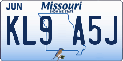 MO license plate KL9A5J