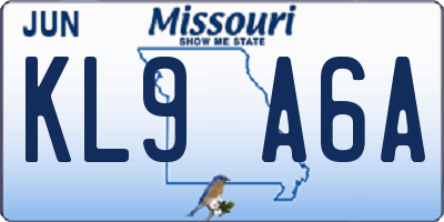 MO license plate KL9A6A