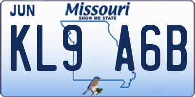 MO license plate KL9A6B